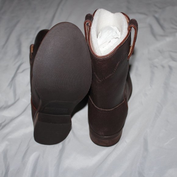 Polo Ralph Lauren Girls' Marlow Mid Calf Leather Boots Brown Distressed Sz 5Y - Picture 3 of 4